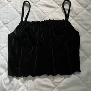 Cute black velvet crop top
